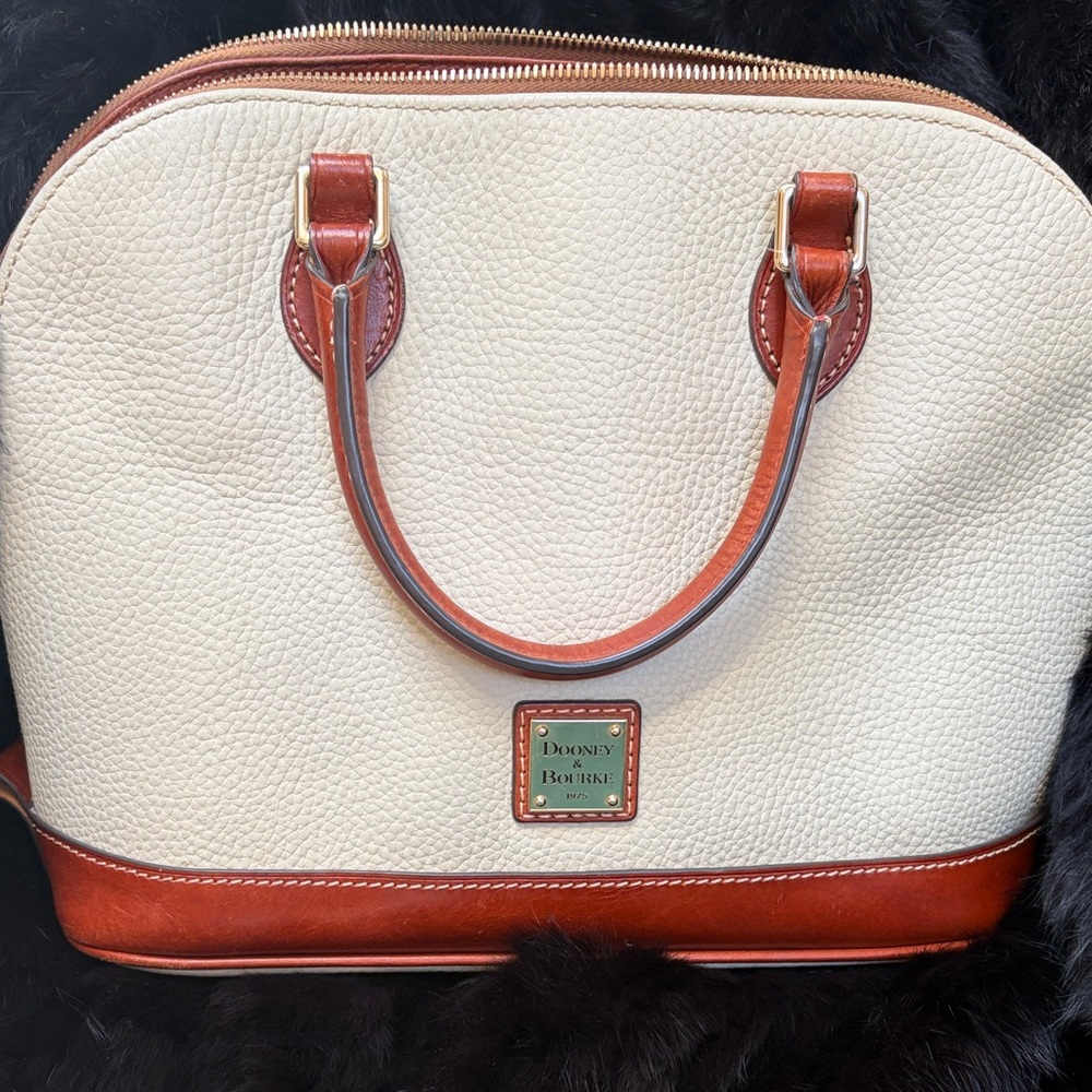 Dooney & Bourke Cream and Brown Satchel classic style